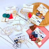 Bohemian Earrings Set with Tassel Pearl and Geometric Hoops - Himpall